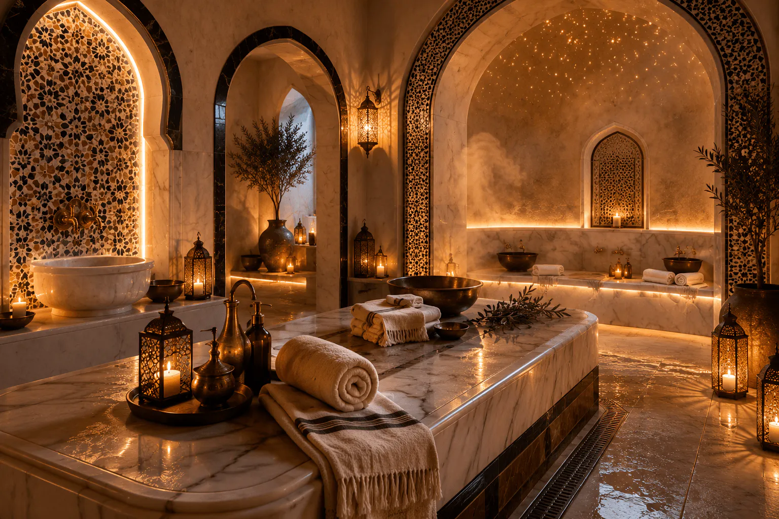 A hammam ritual in warm stone